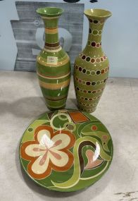 Toyo Ceramic Vases and Charger