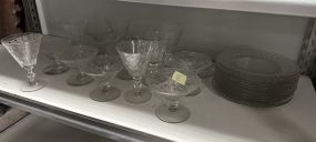 Set of Glass Plates and Stemware