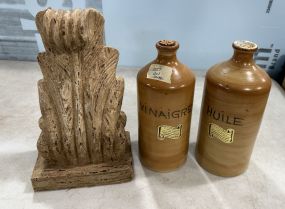 Vinaigre, Huile Bottles and Wall Shelf