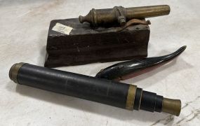 Mini Cannon, Wood Lure, and Telescope