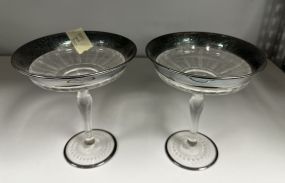 Pair of Silver Plate Rimmed Compotes