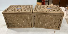 Two Woven /Lined Wicker Baskets