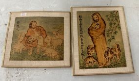 Two Christian Etched and Painted Wood Cuts