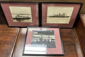 Three Framed Photographs of River Boats