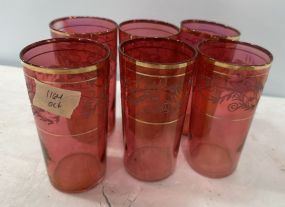 6 Vintage Pink Glasses