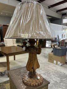 Wood Carved Figural Table Lamp