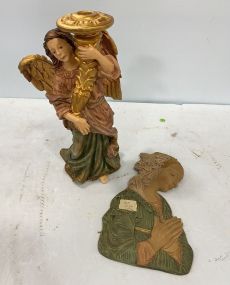 Vatican Souvenir  Plaque and Resin Angel Candle Holder