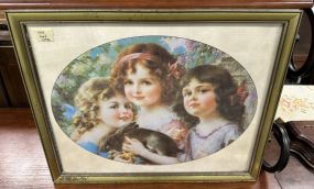 Framed Print of Oval Matted Girls
