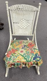 Vintage White Painted Wicker Rocking Chair