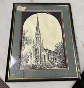 Framed Stetch Print of Church in Jackson
