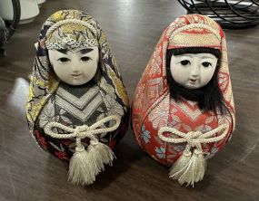 Two Vintage Japanese Doll Nishiki Daruma