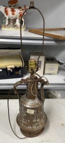 Vintage Hammered Brass Pitcher Lamp