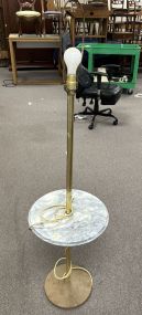 Brass and Marble Floor Lamp Table