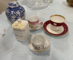 Chinese Porcelain Vase and Demitasse Cup & Saucers