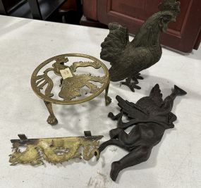 Metal Rooster, Vase Stand, Angle Plaque