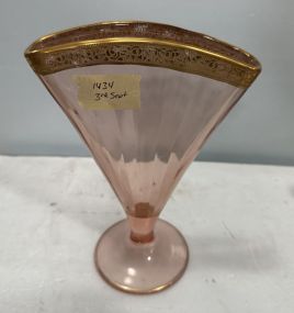 Vintage Art Deco Pink Depression Glass Fan Vase
