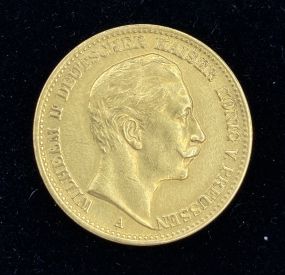 1908 German States Kingdom of Prussia William II 20 Mark Coin