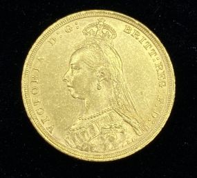1888-S Australian Jubilee Head  Queen Victoria Gold Sovereign
