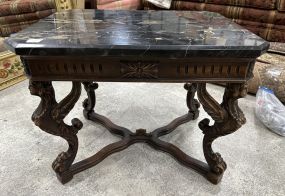 Art Nouveau Style Figural Carved Marble Top Accent Table