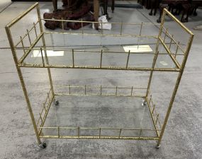 Gold Gilt Two Tier Rolling Cart