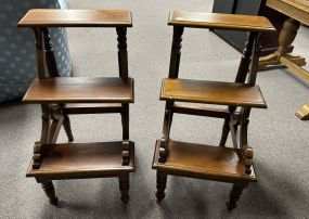 Pair of Reproduction Cherry Library Steps