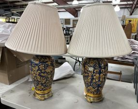 Pair Blue Chinoisore Ginger Jar Table Lamp