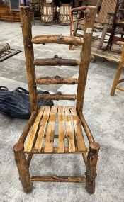 Rustic Log Cabinet Hand Crafted ladder Back Chair