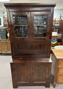 Antique Empire Mahogany Bookcase Secretary