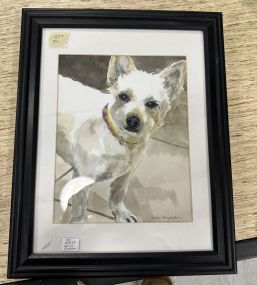 Larry Singleton Signed Watercolor of Dog