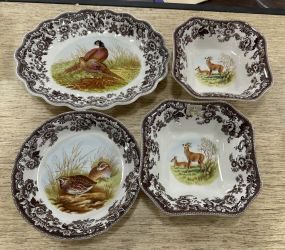 Spode Woodland Platter, Three Serving Bowls