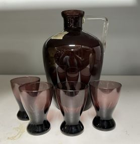 Smokey Rose Glass Pitcher Set