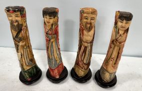 Antique Chinese Carved Emperors and Empresses Figurines