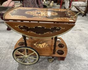 Italian Inlaid Push Serving Cart