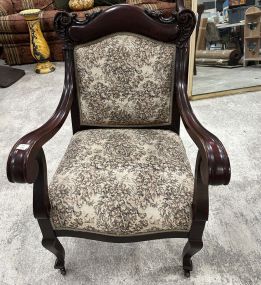 Late 1800's/Early 1900s Victorian Revival Mahogany Gentleman's Parlor Chair