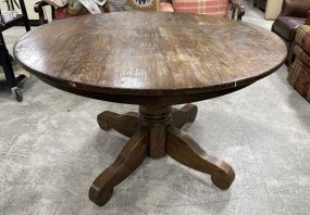 Late 20th Century Round Oak Pedestal Table
