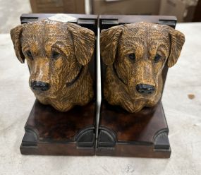 Pair of Resin Dog Head Bookends