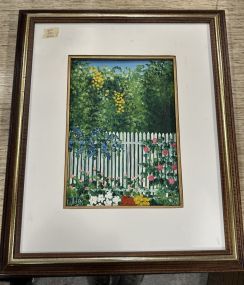 Signed Hilda Painting of Fence