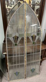 Two Section Arch Stain Glass Panels