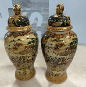 Pair of Chinese Satsuma Porcelain Vases