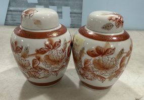 Pair of Japanese Hand Painted Porcelain Ginger Jars