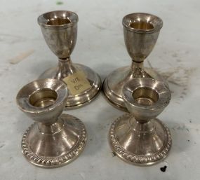 Two Pair of Weighted Sterling Candle Holders