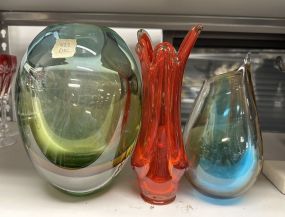 Three Art Glass Vases