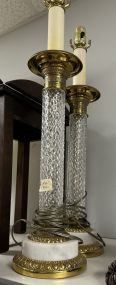 Pair of Mid Century Style Glass Candle Stick Lamps