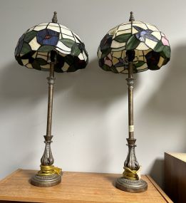 Pair of Faux Stained Glass Table Lamps