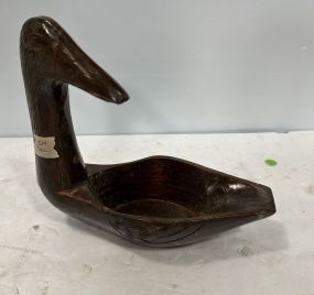 Wood Carved Duck Dish