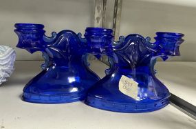 Pair of Blue Candle Sticks