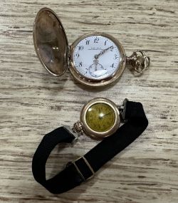 fish Bros Pocket Watch and Ladies Wrist Watch