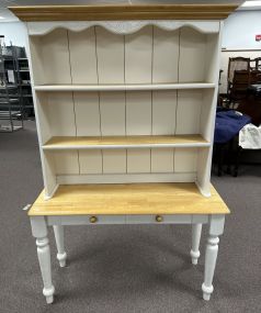 Modern White and Pine Console Hutch