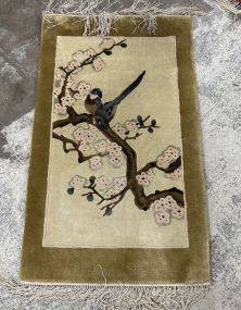 1'7 x 2'7 Chinese Bird Motif Wool Rug