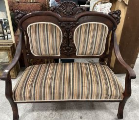Antique Victorian Style Mahogany Parlor Settee